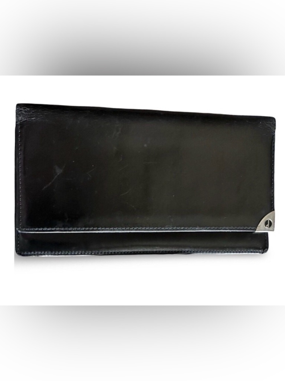 Dunhill Black Leather Long bifold Wallet Silver Harware UNISEX